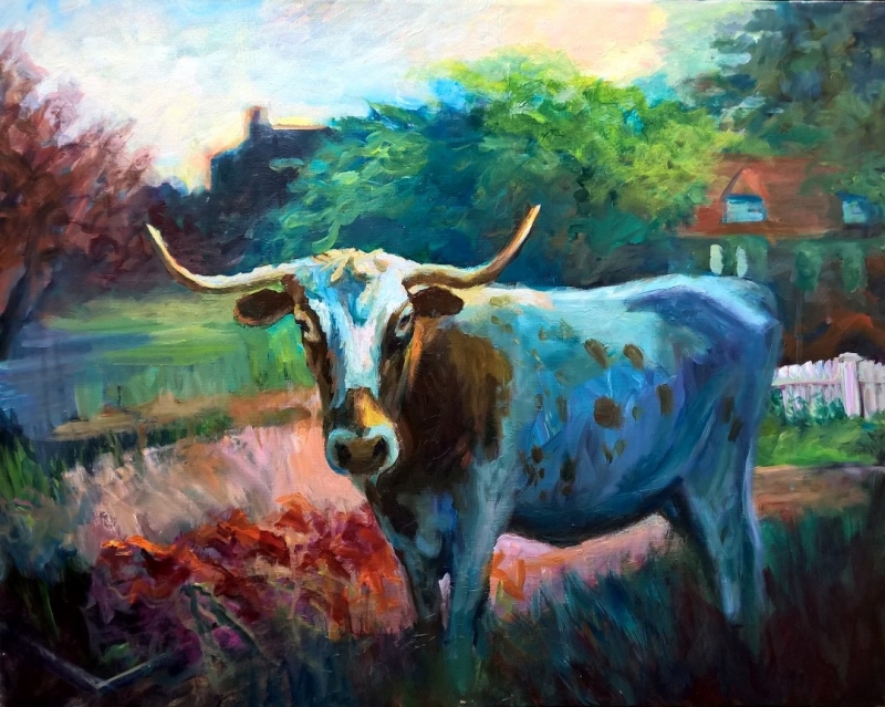 Longhorn on my Lawn by artist Phillip Wade